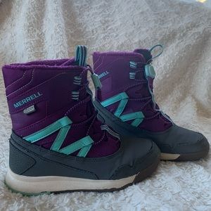 Kids Merrell Snow Crush purple boots sz 13 youth